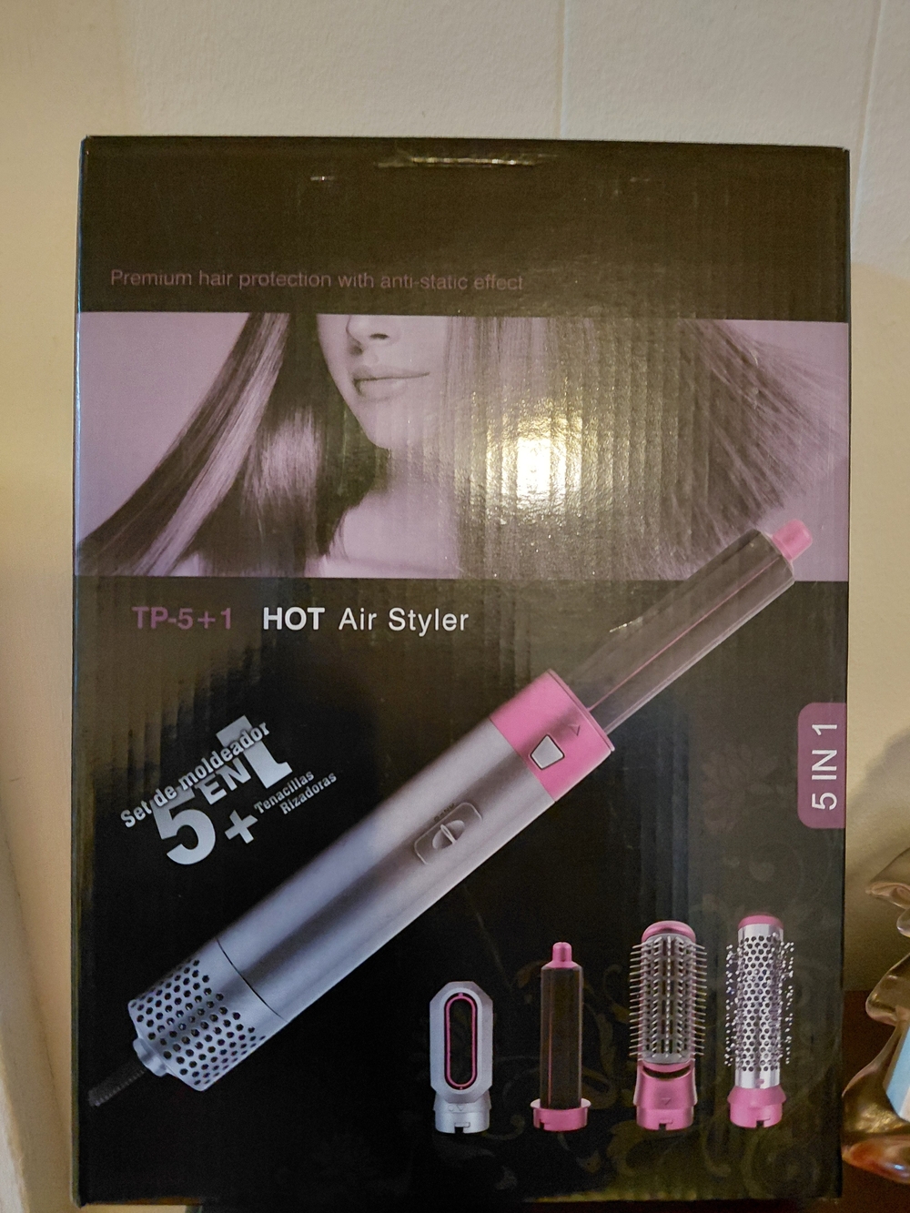 New In Box, HOT Air Styler 5-in-1 Hair Tool - Pink/Silver